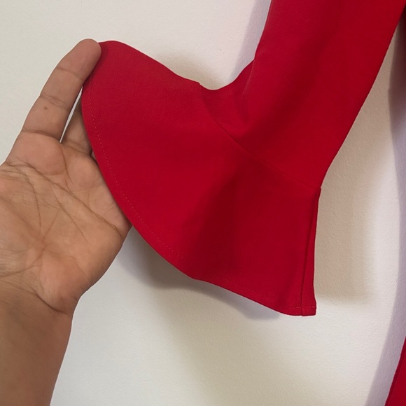 Banana Republic Red Dress Elegant Ruffle Sleeve Chic Minimalist Classic Style - Picture 4 of 8